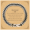 Unique Husband Gift Cuban Link Chain Bracelet Engraved Love and Gratitude for Birthday or Christmas Celebration