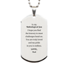 Unbiological Son Silver Dog Tag Engraved Inspirational Gift for Birthday or Graduation from Dad