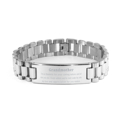 Grandmother Bracelet Engraved Stainless Steel, Thankful for Your Caring Nature, Love and Appreciation Endures, Perfect Birthday Gift for Grandma