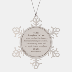 Snowflake Ornament Daughter In Law - Endless Pride and Love, Engraved Christmas Gift for Daughter In Law, Inspirational Confidence and Hope, Father In Law, Holidays