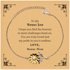 Bonus Mom Engraved Sunflower Bracelet for Bonus Son with Inspirational Message- Perfect Gift for Birthday and Christmas