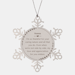 Nonna Snowflake Ornament Engraved Christmas Gift for Grandmother, Unique Nonna Appreciation Keepsake with Love and Gratitude, Meaningful Holiday Decor and Thank You Present, Nonna Niche Hopeful Remembrance Piece for Xmas Celebration