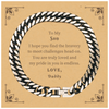 Son Cuban Link Chain Bracelet - Engraved Gift for Birthday, Christmas, Graduation - Inspirational Jewelry for Son - Show Confidence and Love - Unique Son Jewelry Gift from Daddy