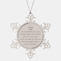 Snowflake Ornament Aunty Gift - A Reminder of Your Unconditional Love and Support, Engraved Christmas Appreciation for Aunty, Family Love and Holidays