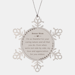 Snowflake Ornament Bonus Mom - A Unique Christmas Gift to Express Gratitude and Love for Stepmom, Mothers Day and Celebrations