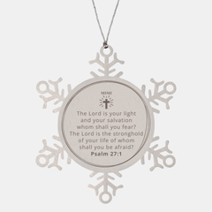 Mimi Snowflake Ornament Engraved with Hopeful Psalm 27:1 Inspirational Christmas Gift for Grandma, MoM, Sister, Daughter