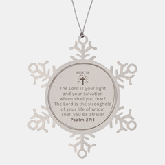 Auntie Inspirational Snowflake Ornament - The Lord is your light and salvation, have confidence in Him for Holidays, Christmas, and Graduation