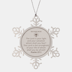 Snowflake Ornament Second Mom Inspirational Gift - The Lord is your light and your salvation - Perfect Christmas, Birthday, and Graduation Present for Second Mom
