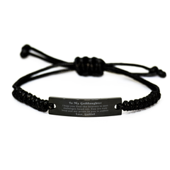 Black Rope Bracelet Goddaughter Gift Engraved Inspirational Confidence Hope Christmas Birthday Love from Goddad