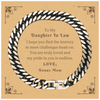 Engraved Cuban Link Chain Bracelet for Daughter In Law - Find the bravery to meet challenges head-on - Inspirational Jewelry Gift for Birthday, Christmas, Holidays - Bonus Mom Love and Pride in You