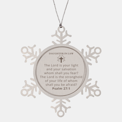 Christmas Snowflake Ornament for Daughter In Law - The Lord is your light and salvation, engraved inspirational gift of hope and confidence for Holidays and special occasions