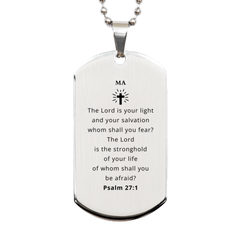 Silver Dog Tag for Men Ma Always Remember Bible Verse Engraved Gift for Him Graduation Inspirational Jewelry Hope Confidence Military Necklace Veterans Day Easter Christmas Birthday Gift