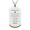 Engraved Silver Dog Tag Grandmother Gift - The Lord is your light and salvation Inspirational Jewelry for Holidays, Birthday, and Graduation