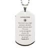 Unique Engraved Silver Dog Tag Godmother Gift Psalm 27:1 Inspirational Jewelry for Birthday Graduation Easter Veterans Day