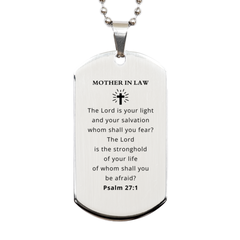 Silver Dog Tag Mother In Law Engraved Gift: The Lord is your light and salvation, Fear Not Birthday Christmas Veterans Day