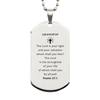 Engraved Silver Dog Tag Grandpop - Psalm 27:1 Faith Inspirational Gift for Grandpop on Birthday or Christmas - Unique Confidence and Hope Encouragement Token - Veterans Day Appreciation Present