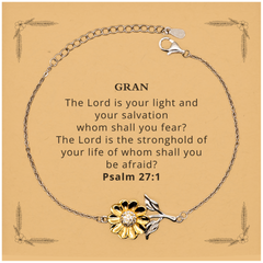 Sunflower Bracelet for Grandma - The Lord is your light and salvation, inspirational gift for Birthday, Christmas, Graduation - Gran, confidence, hope, unique, engraved