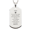Uncle Engraved Silver Dog Tag Christmas Gift - The Lord is Your Light and Salvation - Inspirational Niche for Birthday, Veterans Day, Graduation