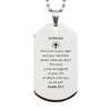 Goddad Silver Dog Tag - Engraved Psalm 27:1 - Inspirational Gift for Fathers Day, Birthday, Christmas - Unique Confidence and Hope Jewelry for Goddad