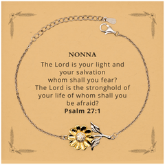 Nonna Sunflower Bracelet - The Lord is your light and salvation, engraved Inspirational Jewelry for Birthday, Graduation, Holidays, and Veterans Day