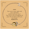 Sunflower Bracelet Gigi, Engraved Inspirational Psalm 27:1 for Birthday, Christmas, Graduation, Veterans Day, Easter, Confidence