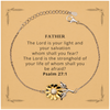 Father Bracelet Engraved with Psalm 27:1 Inspirational Gift for Him on Christmas, Birthday, or Graduation - Sunflower Design for Confidence and Hope