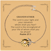 Grandfather Engraved Sunflower Bracelet - The Lord is your light and salvation - Inspirational Gift for Grandfather on Christmas, Birthday, and Easter