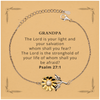 Grandpa Inspirational Sunflower Bracelet Psalm 27:1 Christmas Gift for Veterans Day