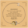 Grandpop Sunflower Bracelet Inspirational Psalm 27:1 Gift for Birthday, Christmas, and Graduation