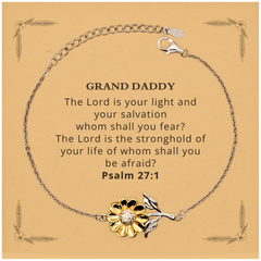 Grand Daddy Psalm 27:1 Sunflower Bracelet - Inspirational Gift for Birthday, Christmas, and Easter, Confidence and Hope Engraved Jewelry