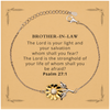 Brother-In-Law Psalm 27:1 Sunflower Bracelet Engraved Inspirational Gift for Christmas and Birthday, Confidence and Hope Jewelry for Him