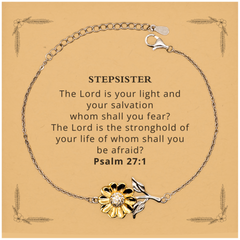 Stepsister Inspirational Sunflower Bracelet Psalm 27:1 Confidence Gift for Her