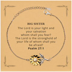 Sunflower Bracelet Big Sister Psalm 27:1 Engraved Inspirational Gift for Her