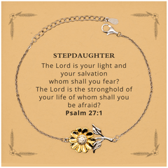 Stepdaughter Inspirational Sunflower Bracelet Psalm 27:1 Birthday Gift for Her