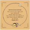 Bonus Daughter Sunflower Bracelet - Unique Gift of Hope and Inspiration for Christmas, Graduation, and Veterans Day - The Lord is your light and salvation