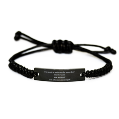 Agent Black Rope Bracelet - Unique Gift for Confidence Boosting Veterans Day, Graduation, and Holidays with Inspirational Engraved Quote