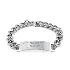 Author Inspirational Cuban Chain Stainless Steel Bracelet Perfect for Graduation and Veterans Day Gifts