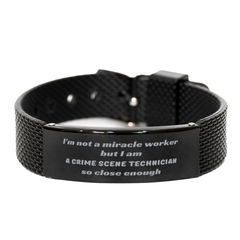 Crime Scene Technician Engraved Black Shark Mesh Bracelet for Christmas Gift of Confidence and Inspiration