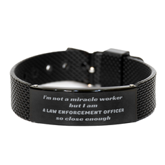 Law Enforcement Officer Black Shark Mesh Bracelet - Im Close Enough, Perfect for Birthday, Christmas, Graduation, and Veterans Day