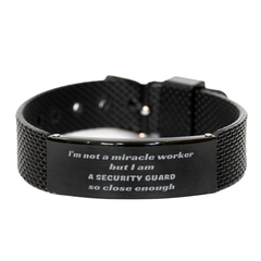 Black Shark Mesh Bracelet Security Guard So Close Enough Confidence Engraved Gift for Veterans Day, Birthday, Christmas