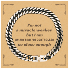 Air Traffic Controller Engraved Cuban Link Chain Bracelet - Perfect Gift for Aviation Enthusiasts and Graduates