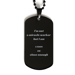 Coach Engraved Black Dog Tag for Inspirational Confidence - Perfect Gift for Graduation, Veterans Day, and Birthday