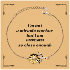 Developer Sunflower Bracelet - Im Not a Miracle Worker, But I Make Hopeful Designs. Perfect Gift for Graduation, Birthday, or Christmas