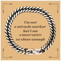 Engraved Cuban Link Chain Bracelet - for Sheriff Deputy with Confidence and Hope - Perfect Gift for Graduation and Christmas - Unique Jewelry for Law Enforcement Professionals