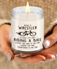 Funny Wrestling Candle Being A Wrestler is Easy It's Like Riding A Bike Except 9oz Vanilla Scented Soy Wax Candles