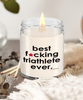 Funny Triathlon Candle B3st F-cking Triathlete Ever 9oz Vanilla Scented Soy Wax Candles