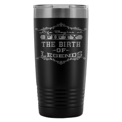 50th Birthday Travel Mug Life Begins At Fifty 20oz Stainless Steel Tumbler