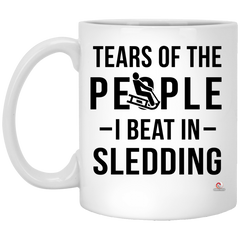 Funny Sledding Mug Tears of The People I Beat In Sledding Coffee Cup 11oz White XP8434