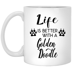 Funny Golden Doodle Dog Mug Gift Life Is Better With A Golden Doodle Coffee Cup 11oz  White XP8434