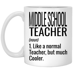 Funny Middle School Teacher Mug Like A Normal Teacher But Much Cooler Coffee Cup 11oz White XP8434